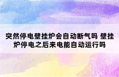 突然停电壁挂炉会自动断气吗 壁挂炉停电之后来电能自动运行吗